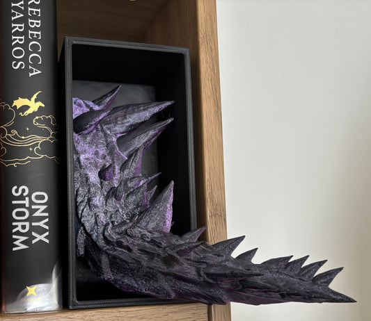 2 Tone Purple/Black Emerging Dragon book nook/bookends. based of Tairn from Fourth wing