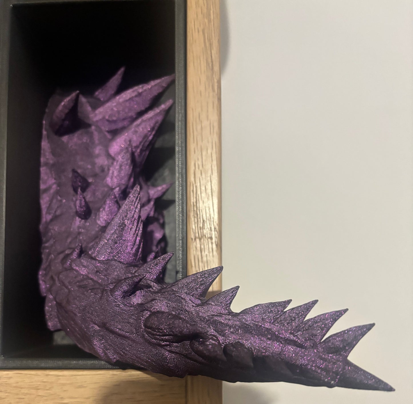 Purple Glitter Emerging Dragon book nook/bookends. based of Tairn from Fourth wing