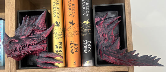 2 Tone Red/Black Emerging Dragon book nook/bookends. based of Tairn from Fourth wing