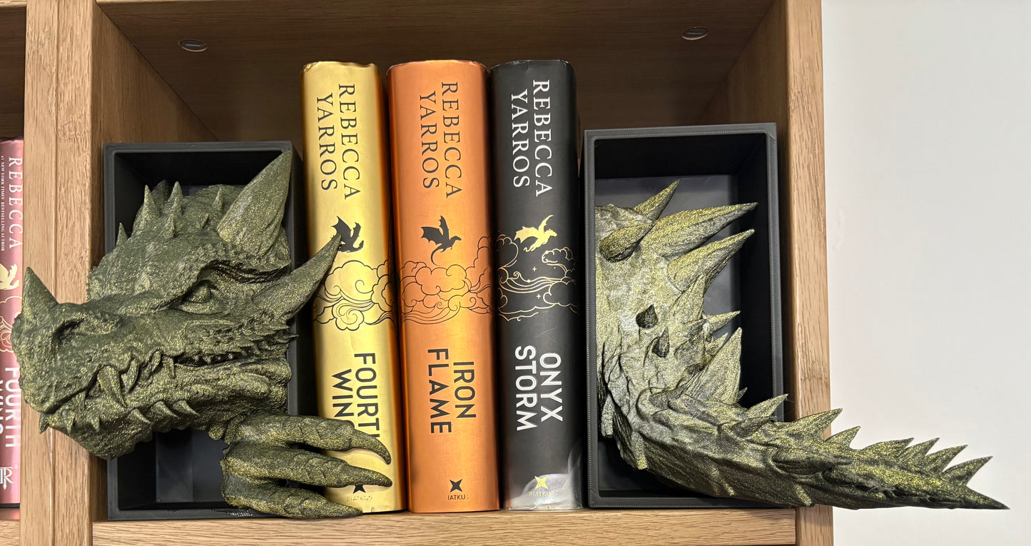 Light Green Glitter Emerging Dragon book nook/bookends. based of Tairn from Fourth wing (