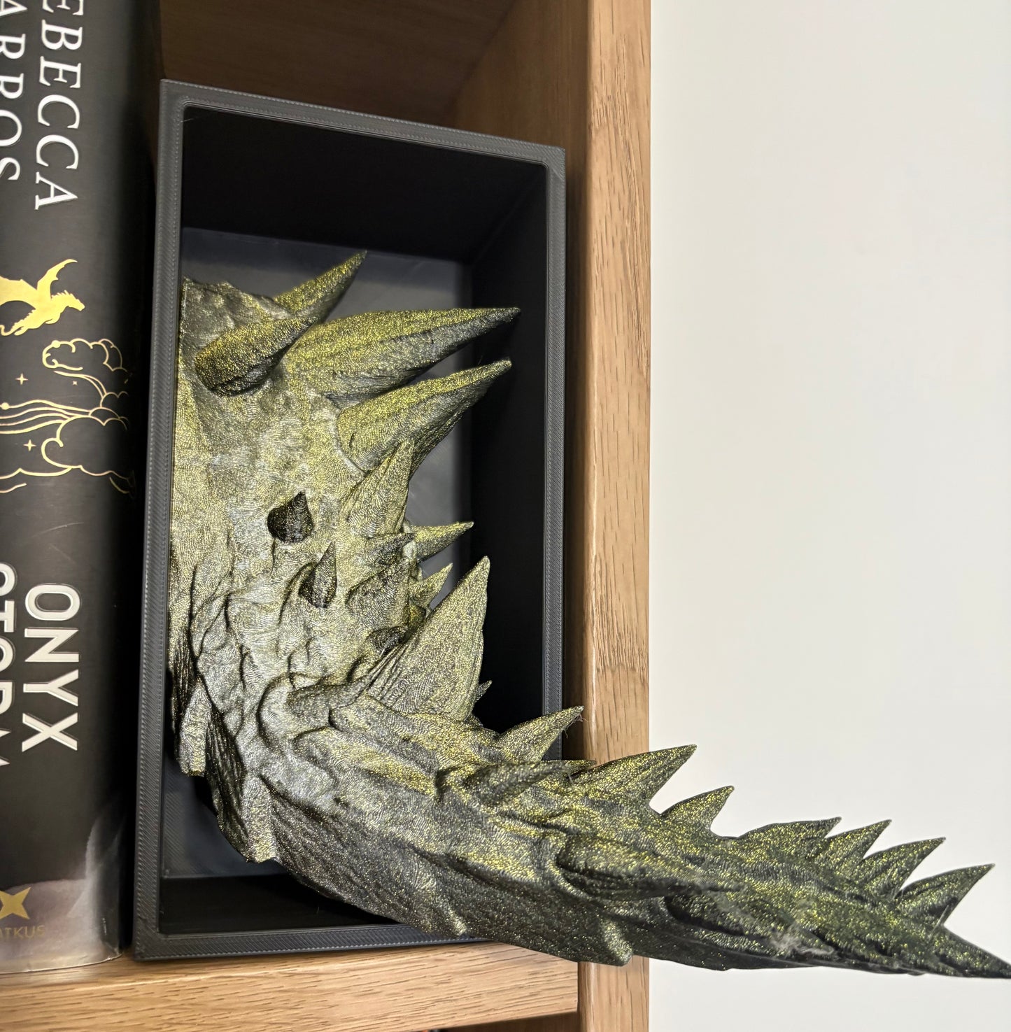 Light Green Glitter Emerging Dragon book nook/bookends. based of Tairn from Fourth wing (