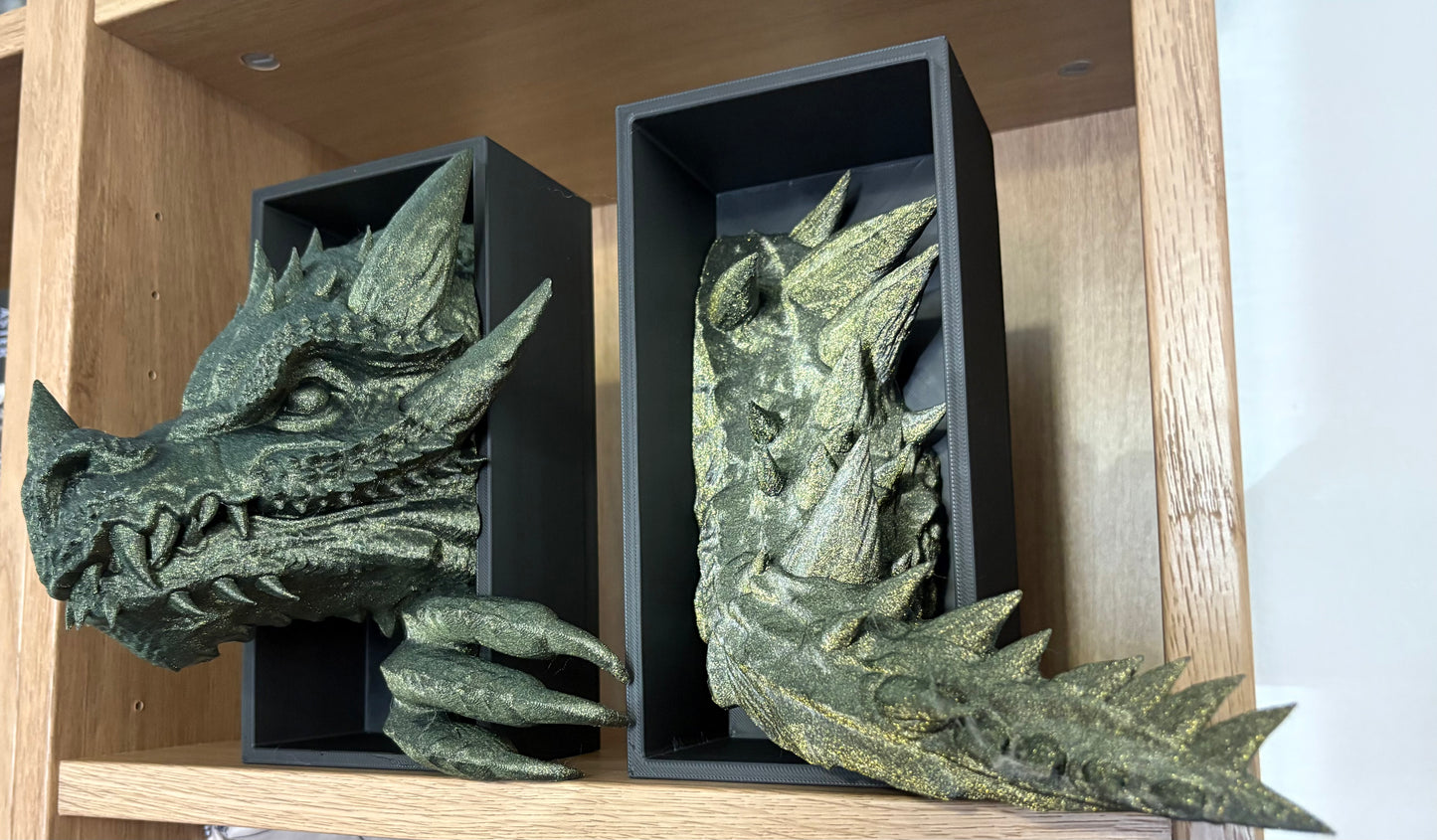 Light Green Glitter Emerging Dragon book nook/bookends. based of Tairn from Fourth wing (