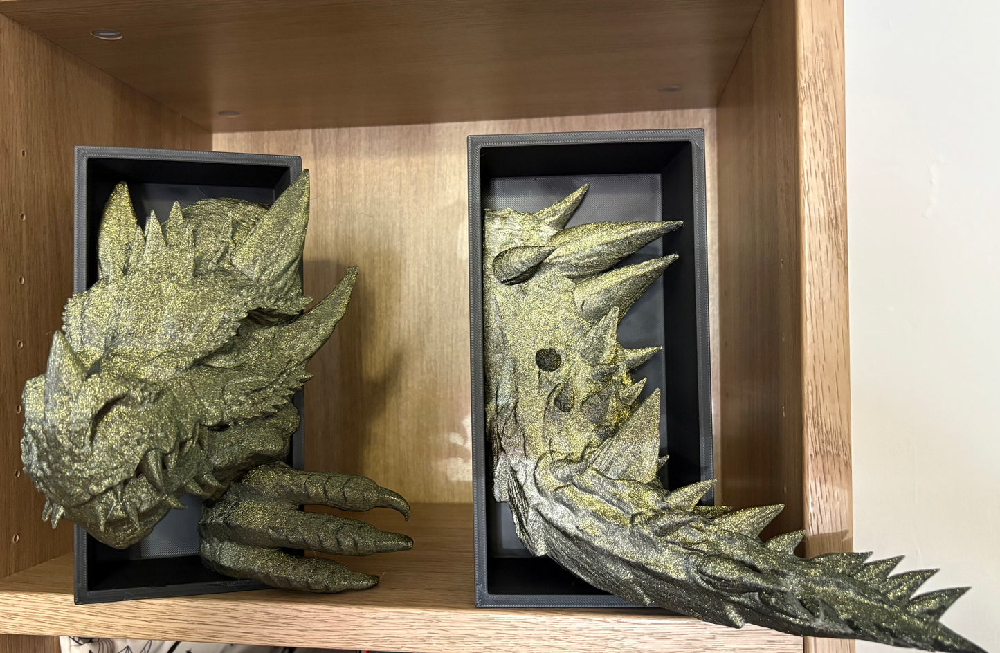 Light Green Glitter Emerging Dragon book nook/bookends. based of Tairn from Fourth wing (