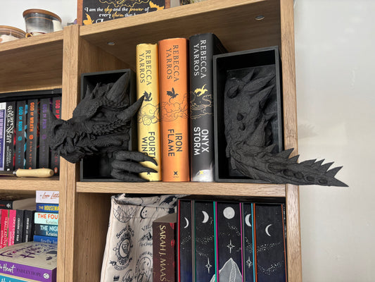 Space black emerging dragon book nook
