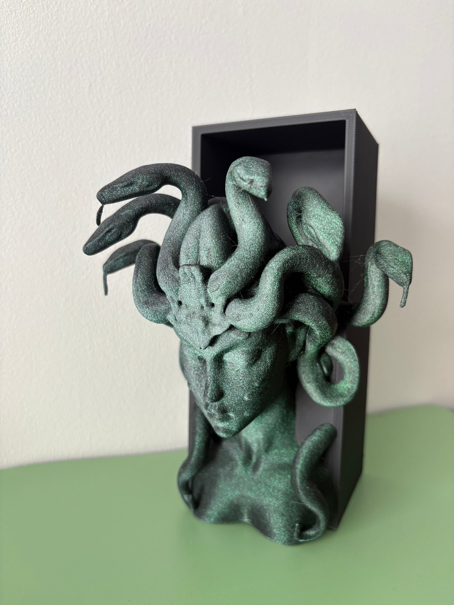 Medusa book nook. in dark forest green