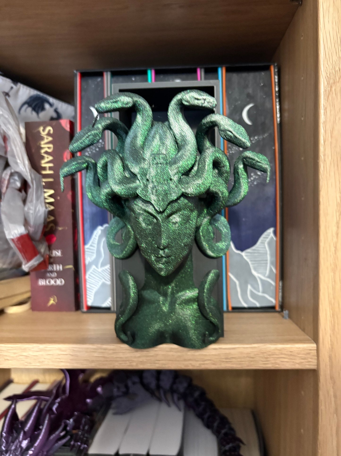 Medusa book nook. in dark forest green