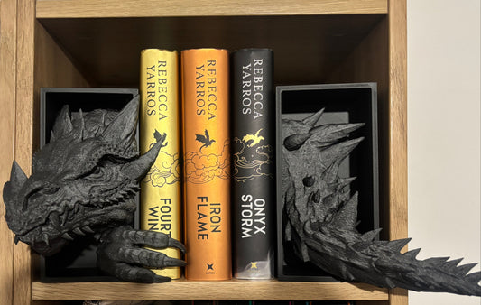 Black Emerging Dragon book nook/bookends. based of Tairn from Fourth wing