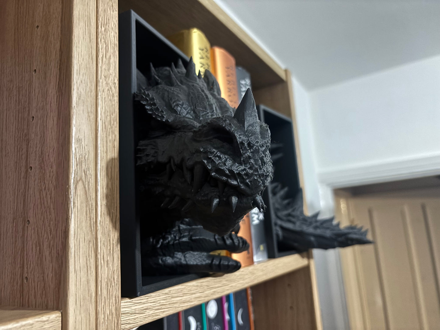 Black Emerging Dragon book nook/bookends. based of Tairn from Fourth wing