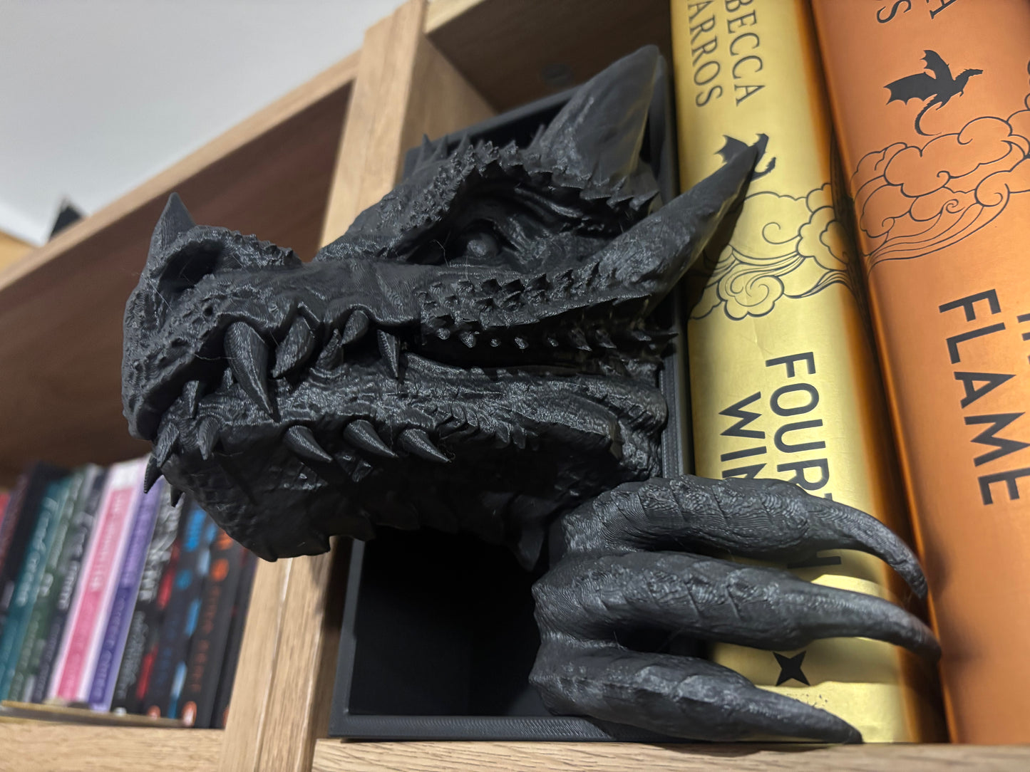 Black Emerging Dragon book nook/bookends. based of Tairn from Fourth wing