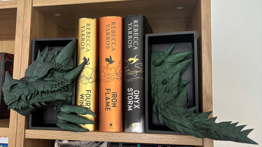 Green Glitter Emerging Dragon book nook/bookends. based of Tairn from Fourth wing