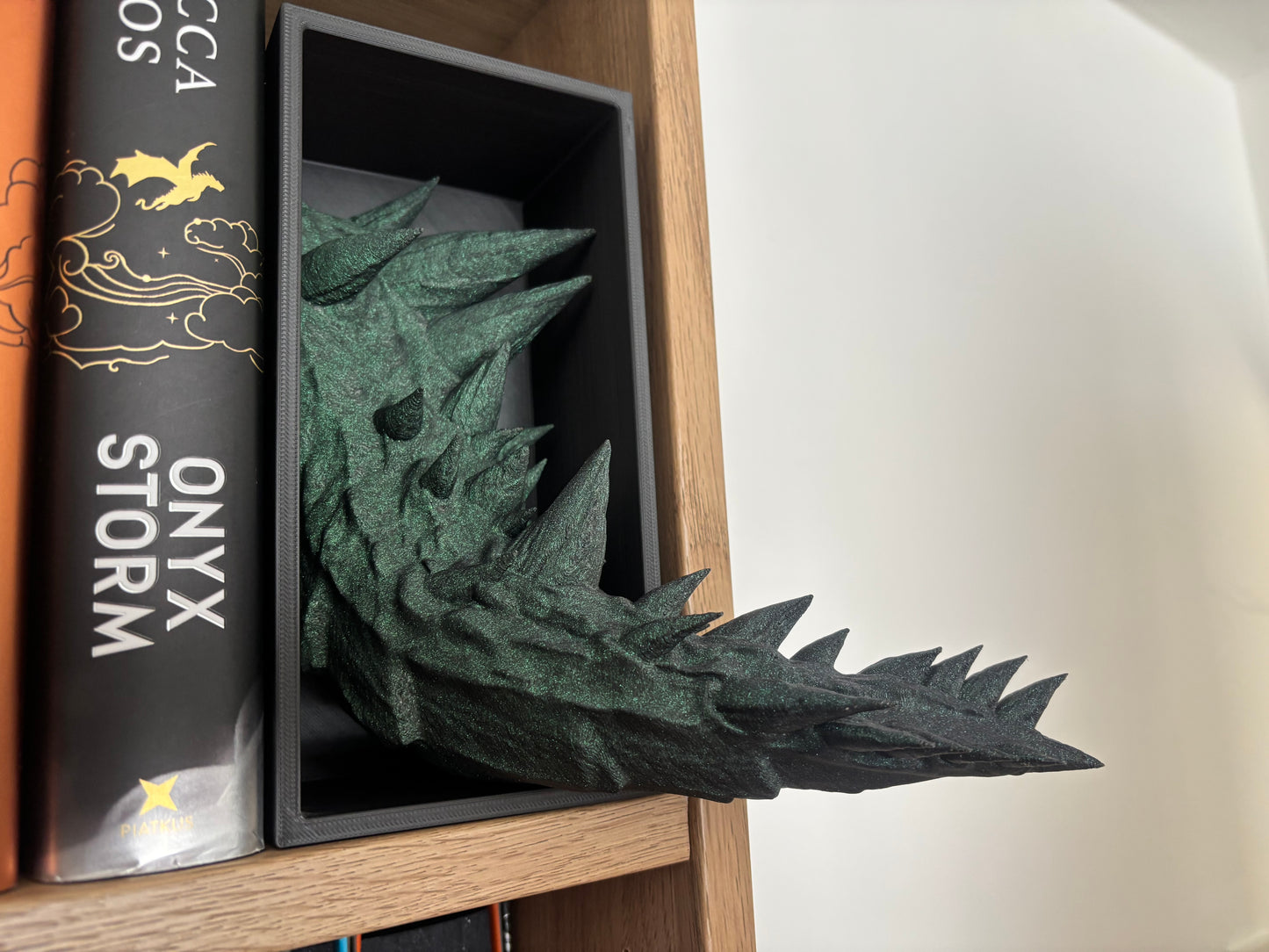 Green Glitter Emerging Dragon book nook/bookends. based of Tairn from Fourth wing
