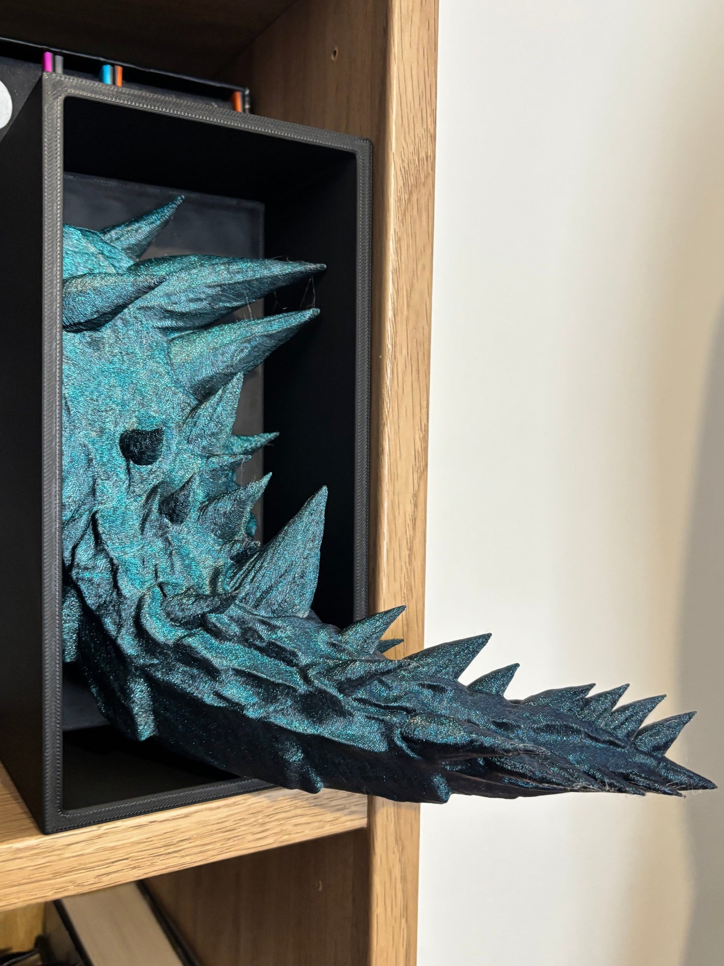 Blue Glitter Emerging Dragon book nook/bookends. based of Tairn from Fourth wing