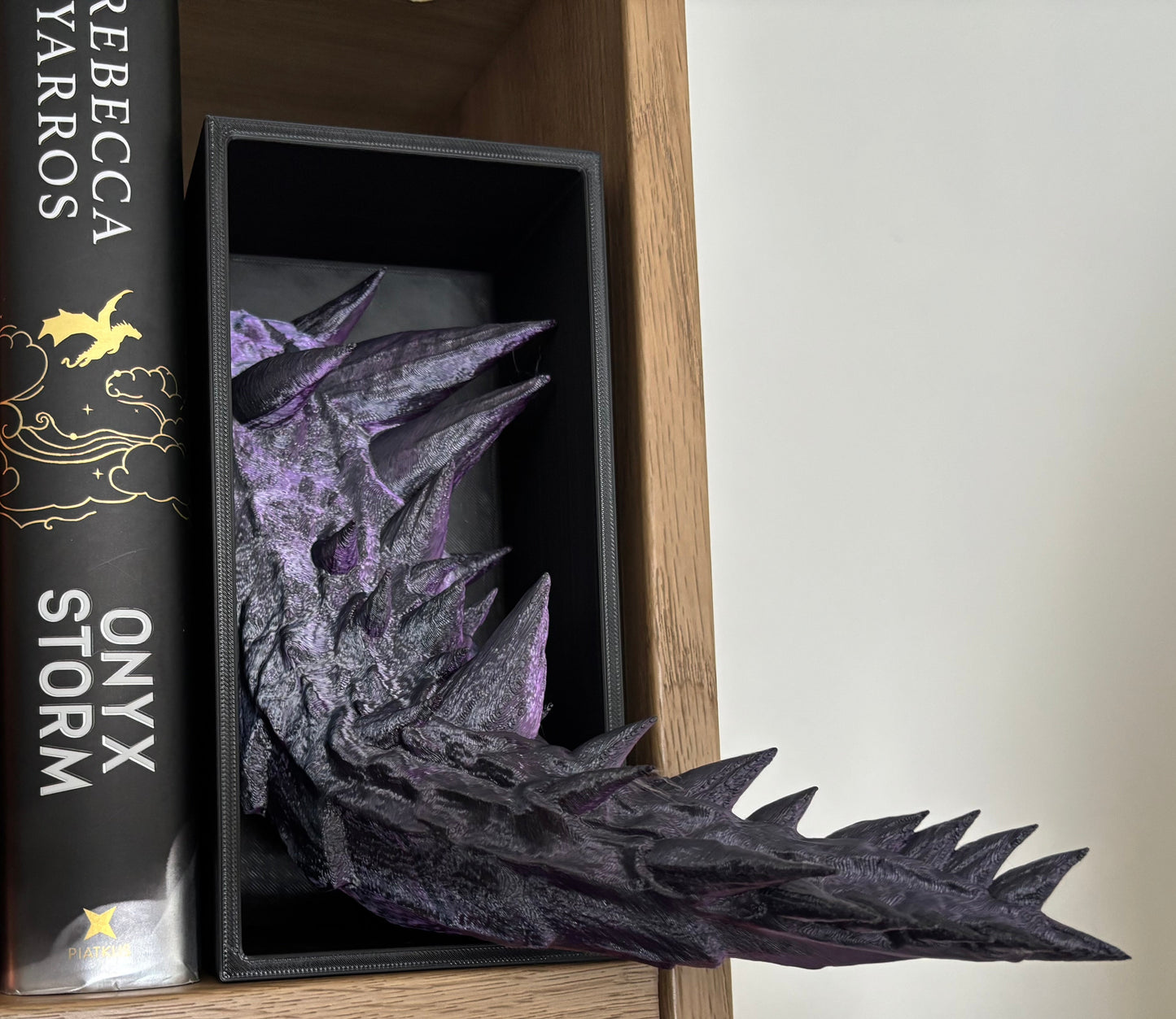 2 Tone Purple/Black Emerging Dragon book nook/bookends. based of Tairn from Fourth wing