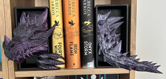 2 Tone Purple/Black Emerging Dragon book nook/bookends. based of Tairn from Fourth wing