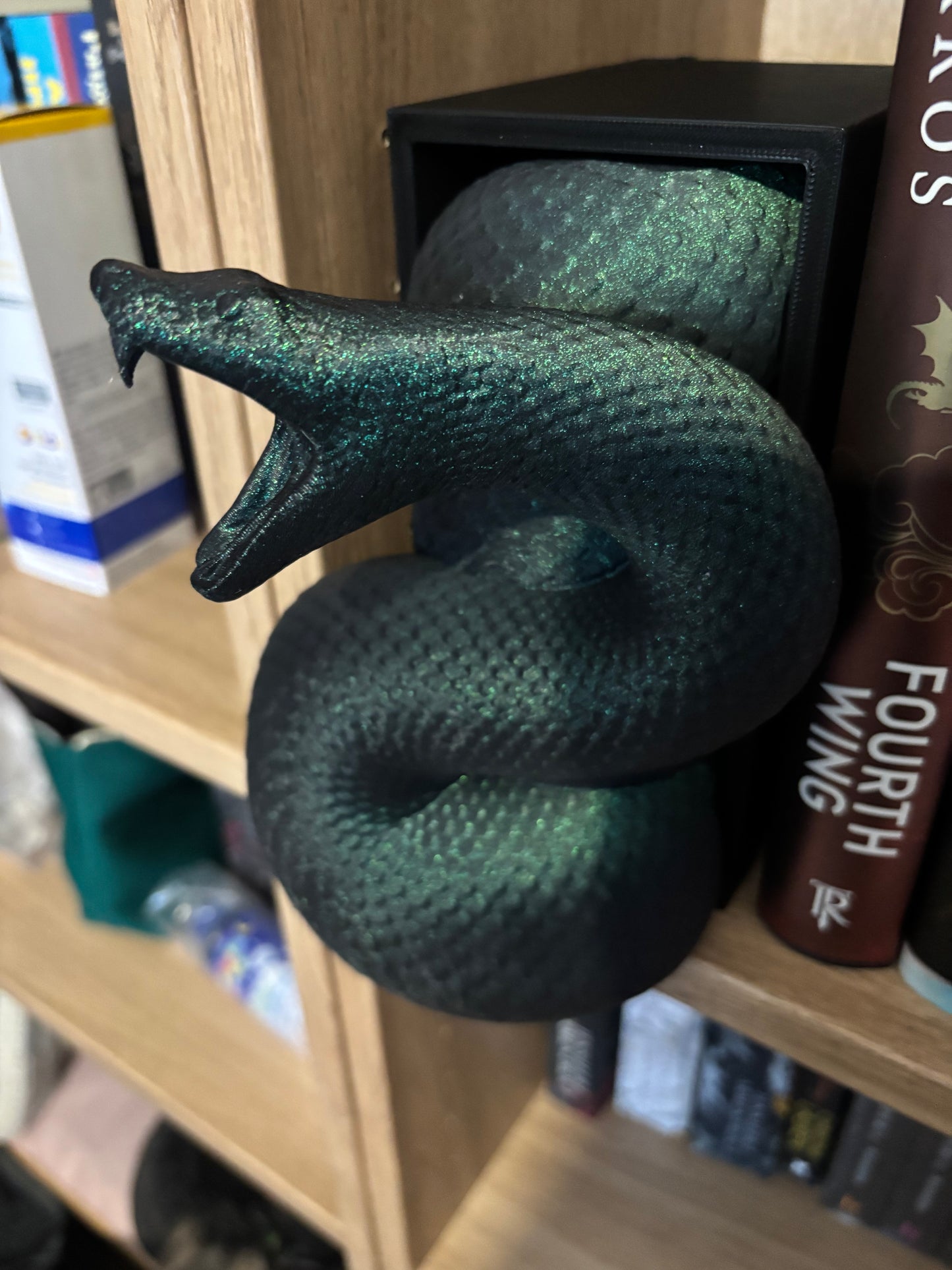 Green Glitter Basilisk/Snake Book Nook