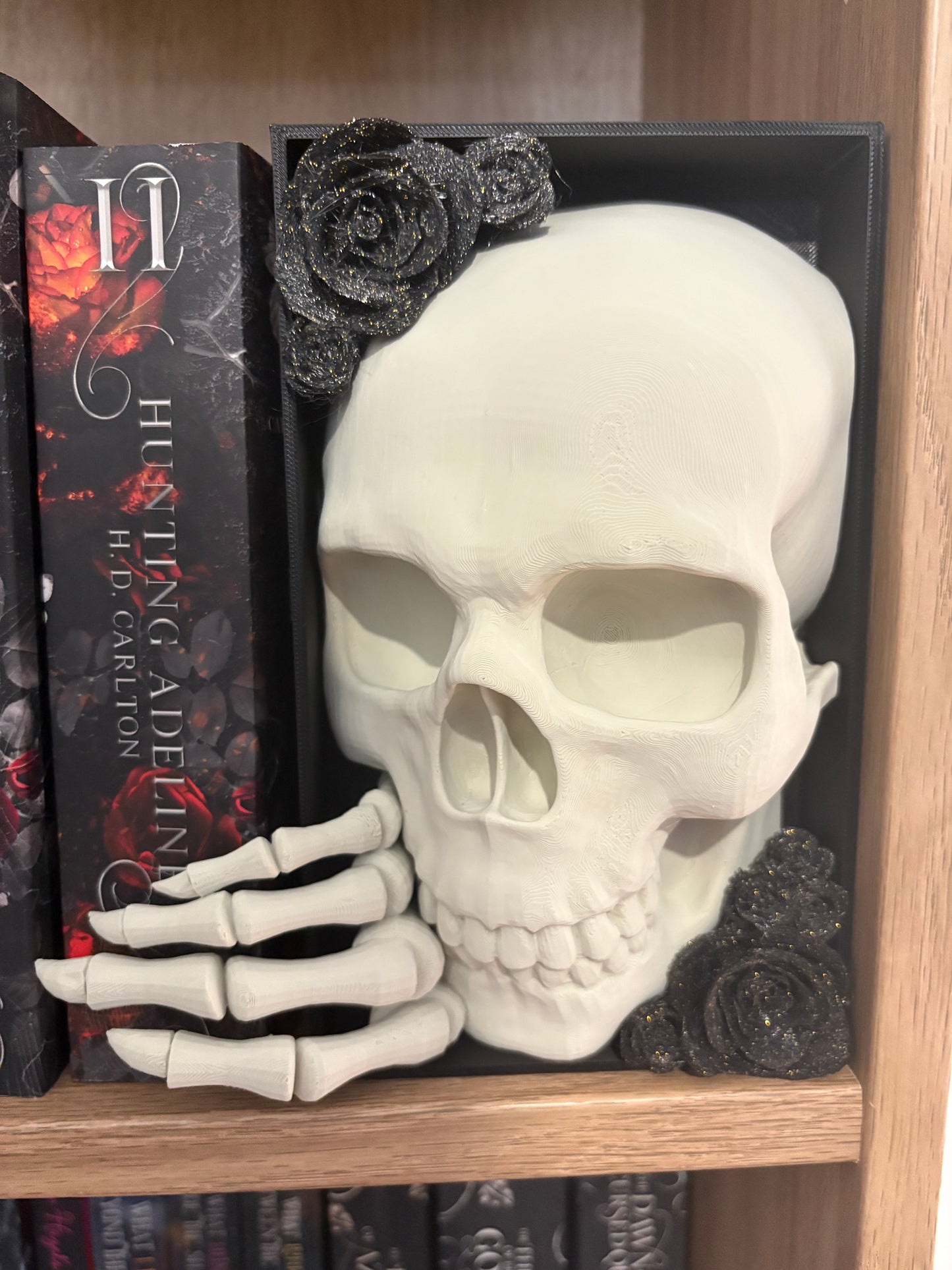 Dark Romance - Emerging Skull with Black Roses with Gold Glitter.