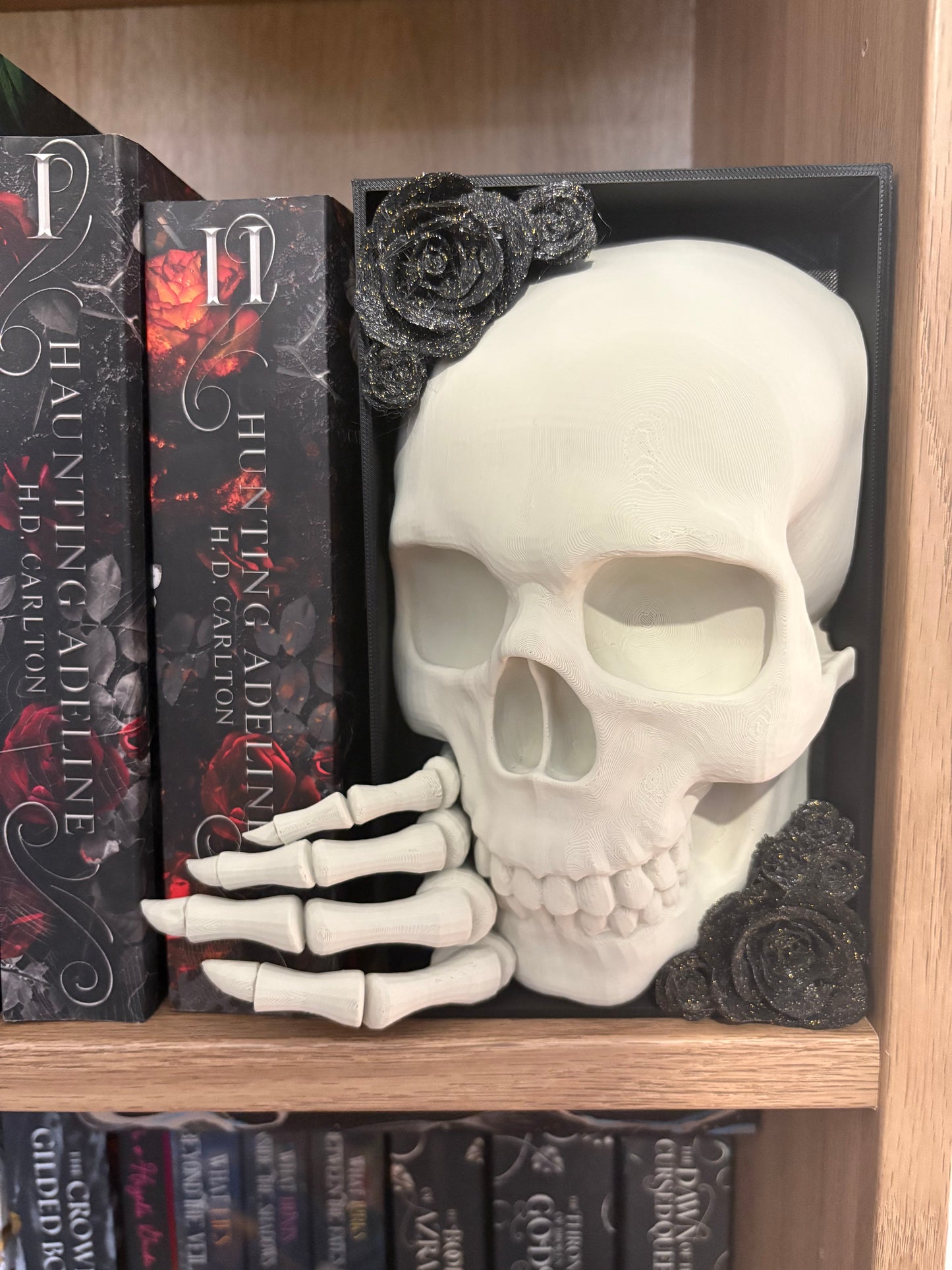 Dark Romance - Emerging Skull with Black Roses with Gold Glitter.
