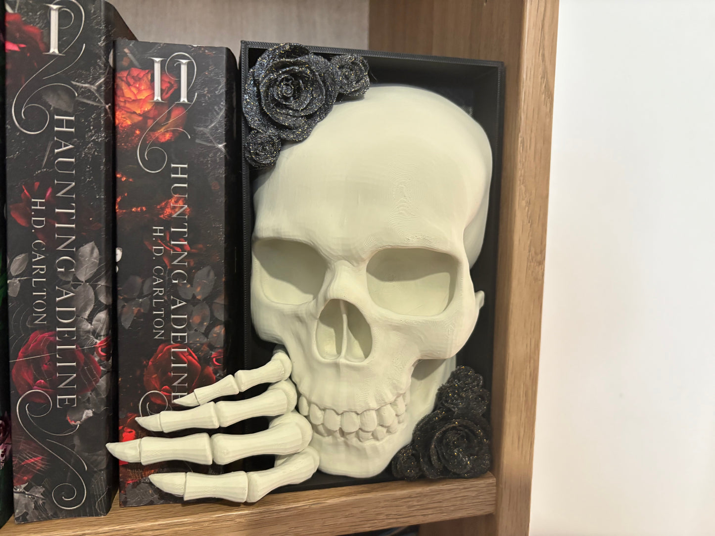 Dark Romance - Emerging Skull with Black Roses with Gold Glitter.