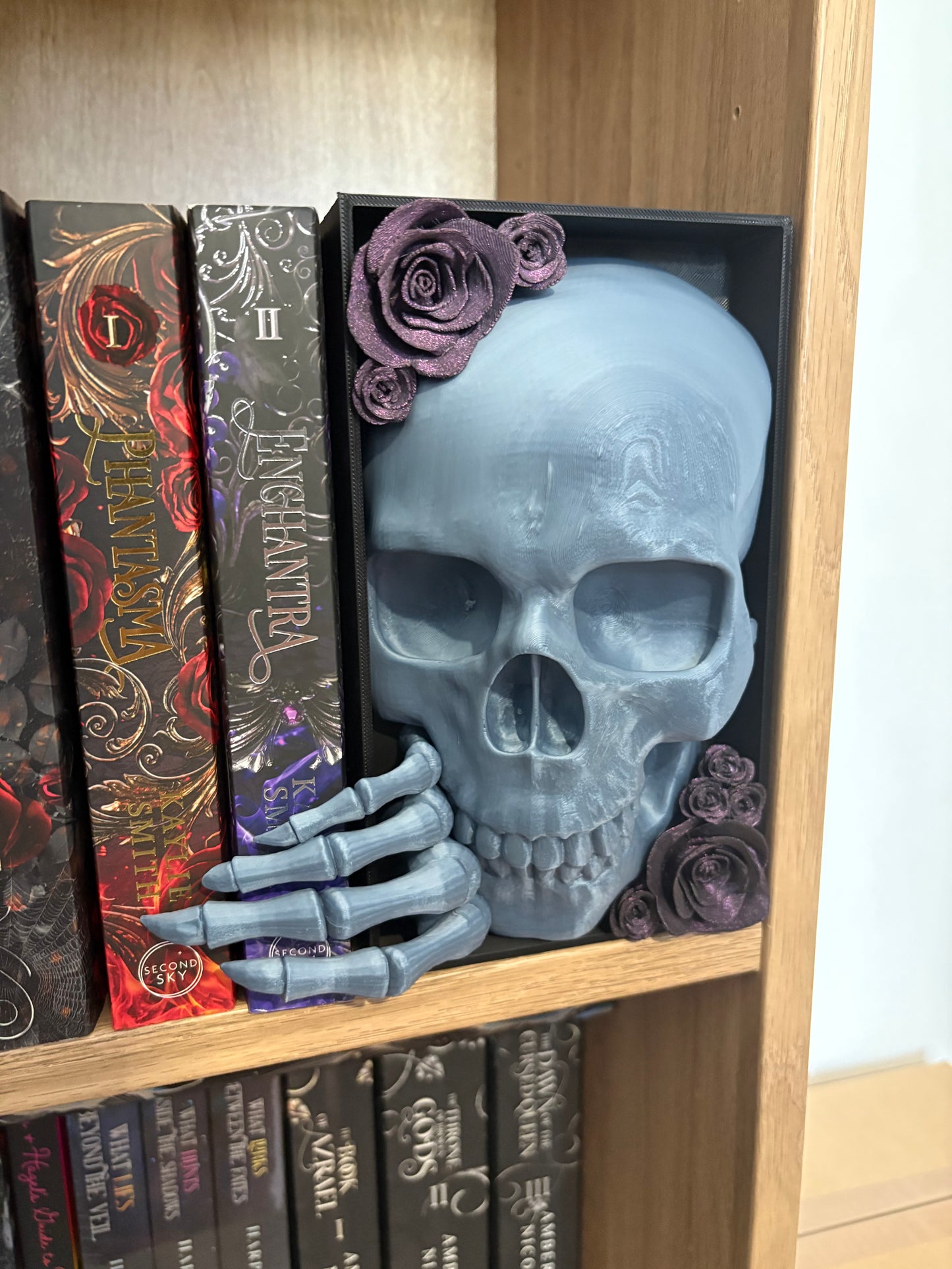 Dark Romance - Emerging Skull with Purple Glitter Roses