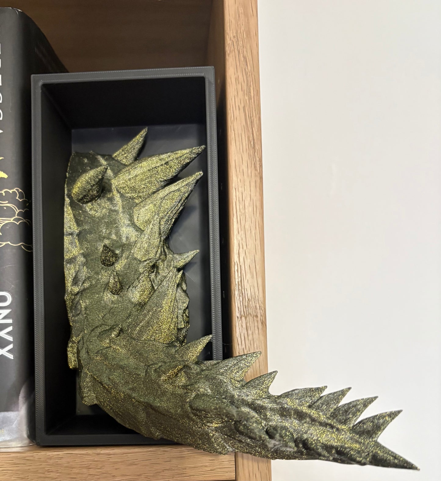 Light Green Glitter Emerging Dragon book nook/bookends. based of Tairn from Fourth wing (