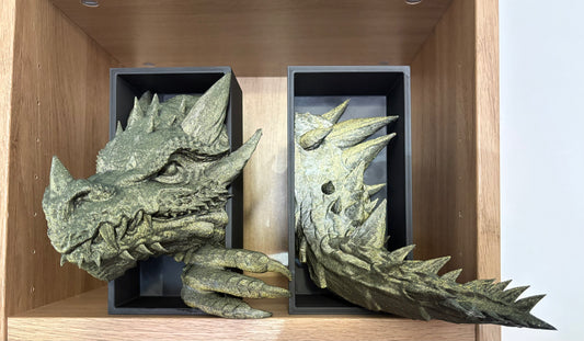 Light Green Glitter Emerging Dragon book nook/bookends. based of Tairn from Fourth wing (