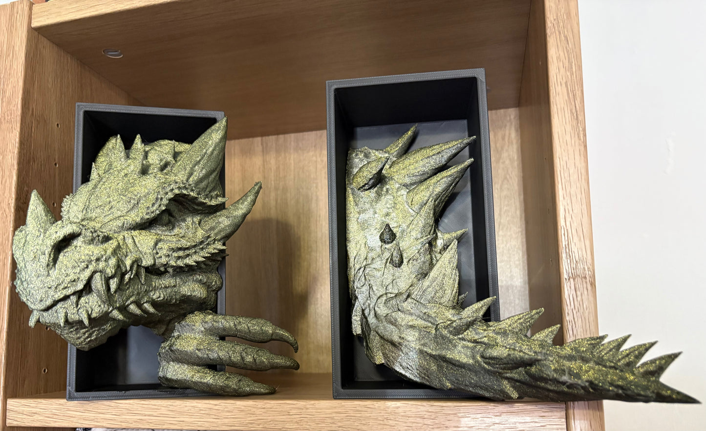 Light Green Glitter Emerging Dragon book nook/bookends. based of Tairn from Fourth wing (